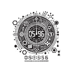 Silhouette vector-style of a Abstract design of a digital time