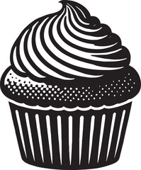 Delicious cup cake silhouette vector illustration isolated on a white background