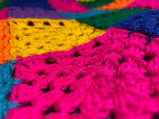 Crochet blanket handmade texture decor artistic background cozy warm photo