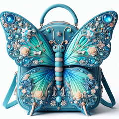 Elegant black-and-orange butterfly-themed backpack featuring detailed art design
