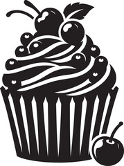 Delicious cup cake silhouette vector illustration isolated on a white background