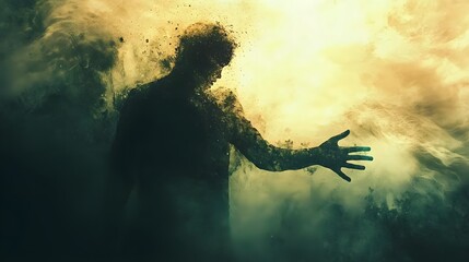 A person reaching out to grasp a fading light, symbolizing the struggle against mental pain