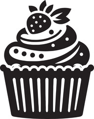 Delicious cup cake silhouette vector illustration isolated on a white background