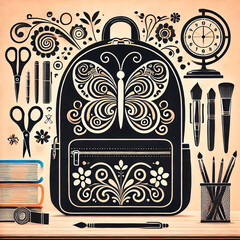 Monochrome Artistic Butterfly Backpack Black and White Design for Creative Minds