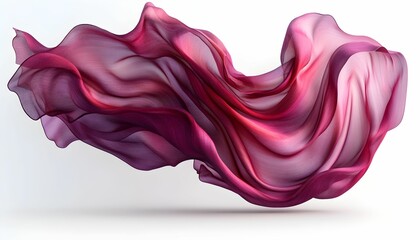 Flowing Abstract Pink Silk Fabric Isolated on White