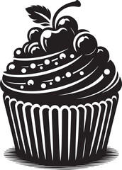 Delicious cup cake silhouette vector illustration isolated on a white background