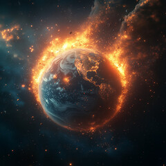 Fototapeta premium big sunset over sea - summer theme - 