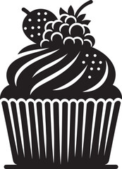 Delicious cup cake silhouette vector illustration isolated on a white background
