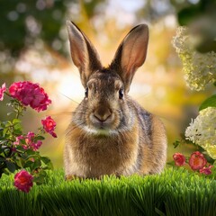 Generated image rabbit in the garden 77392.jpg, Firefly rabbit in the garden