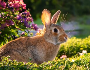 Fototapeta premium Generated image rabbit in the garden 77392.jpg, Firefly rabbit in the garden