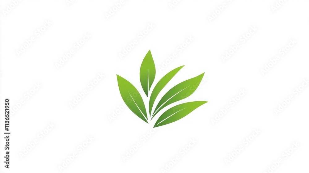 Poster minimalistic grass icon with a few blades in green on a white background