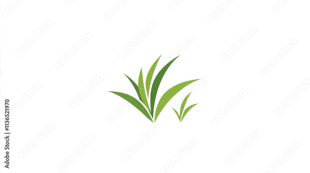 Poster minimalistic grass icon with a few blades in green on a white background