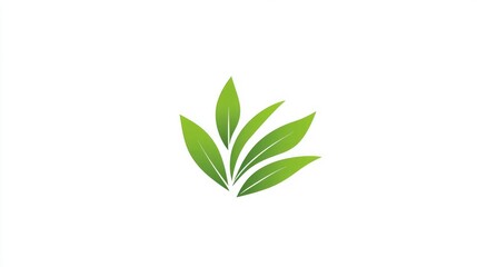 Fototapeta premium Minimalistic grass icon with a few blades in green on a white background 