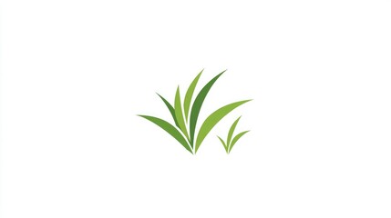 Obraz premium Minimalistic grass icon with a few blades in green on a white background 