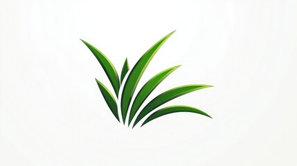Obraz premium Minimalistic grass icon with a few blades in green on a white background 
