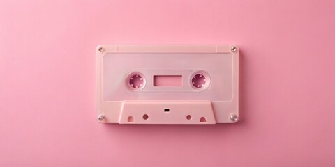 Obraz premium Pastel Pink Cassette Tape on a Pink Background A Minimalist Image of Retro Music Technology