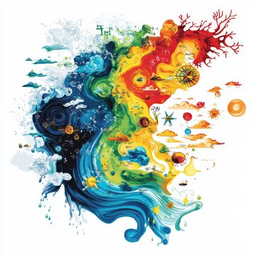 recommend clip art: A colorful weather map with pressure systems and symbols