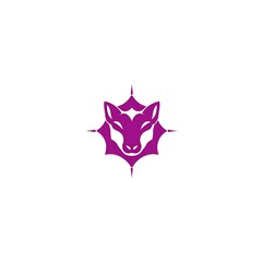 Obraz premium Purple Deer Logo: A simple, yet elegant logo featuring a stylized deer's head surrounded by a burst of light in vibrant purple hues.