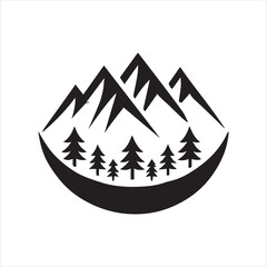 Obraz premium black forest, mountain logo, simple vector icon