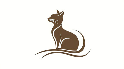 Naklejka premium Elegant brown cat sitting on waves.