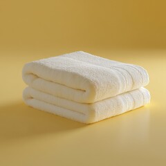 Pristine White Towels on Warm Yellow Background