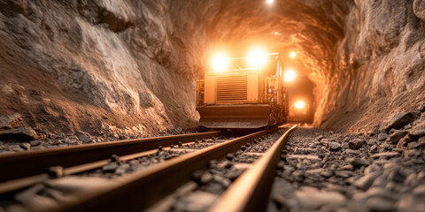 Naklejka premium A train is moving through a tunnel