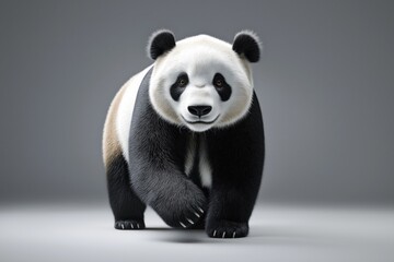 Obraz premium Studio photo of a panda bear isolated against a white background. Wildlife and conservation concept, space for copy.