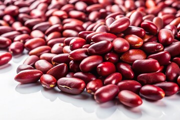 Hilarious Red Bean Scatter, Vibrant Red Beans, Funny Food Photo, Red Bean Texture, Colorful Bean Spill, White Background Food Photography