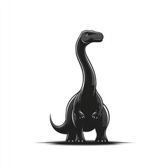 Obraz premium Black silhouette of a long-necked dinosaur.