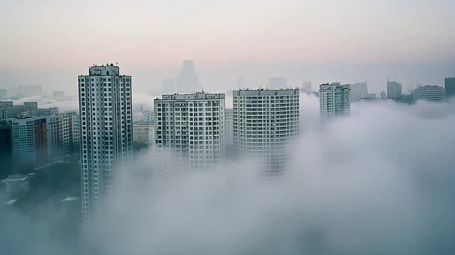 Stunning Sunset City Skyline Illustration of Urban Buildings and Skyscrapers in China