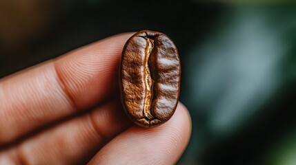 Close-up of Hand Holding Coffee Bean