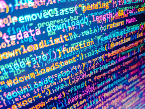 Digital technology industry concept development of programming and coding technologies. Ad with work for developer. Software developer programming code. Software background. Binary code.