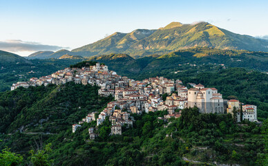 Panoramic view of Rivello, beautiful village in the Province of Potenza, Basilicata, Italy.