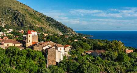 The beautiful coastal village of Acquafredda, near Maratea, in the Basilicata region of Italy.