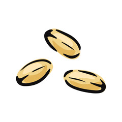 Hand drawn wheat grains depicted in detail showcasing their texture and shape in a natural style