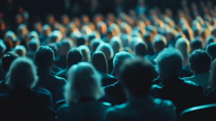blurred Audience at the conference hall. Speaker giving a talk on corporate Business Conference. Business and Entrepreneurship event