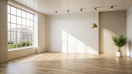 Sunlit Empty Room with Hardwood Floors and Minimalist Decor