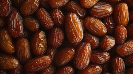 Obraz premium Create a full-frame top view image of a pile of appetizing Medjool dates.
