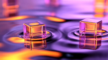 cube on purple background. abstract background