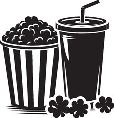 Popcorn bucket silhouette vector illustration isolated on a white background