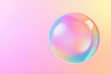 Iridescent Soap Bubble on Pastel Gradient Background