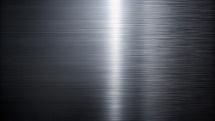 Abstract Brushed Metal Texture with Central Highlight Showing Linear Grain and Subtle Light Reflection