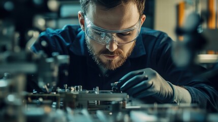 focused engineer working on precision technology
