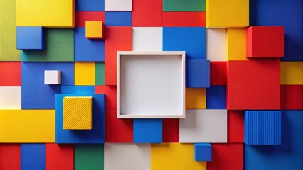 Abstract Colorful Block Composition with Central Empty Frame