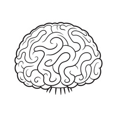 Brain coloring page vector illustration line art design