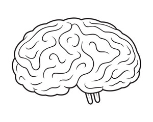 Brain coloring page vector illustration line art design