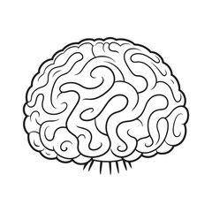 Brain coloring page vector illustration line art design
