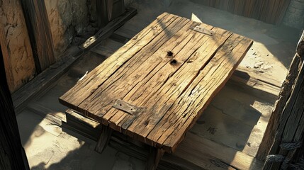 rustic wooden table in old room