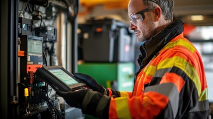 technician inspecting industrial equipment
