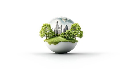Miniature planet Earth wrapped in thick vegetation, with Thailand’s region in focus, peaceful photorealistic atmosphere, vibrant blue-green tones, high-definition 8K precision, minimalistic 